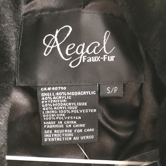 NWT faux fur black coat with belt size small - Picture 6 of 7